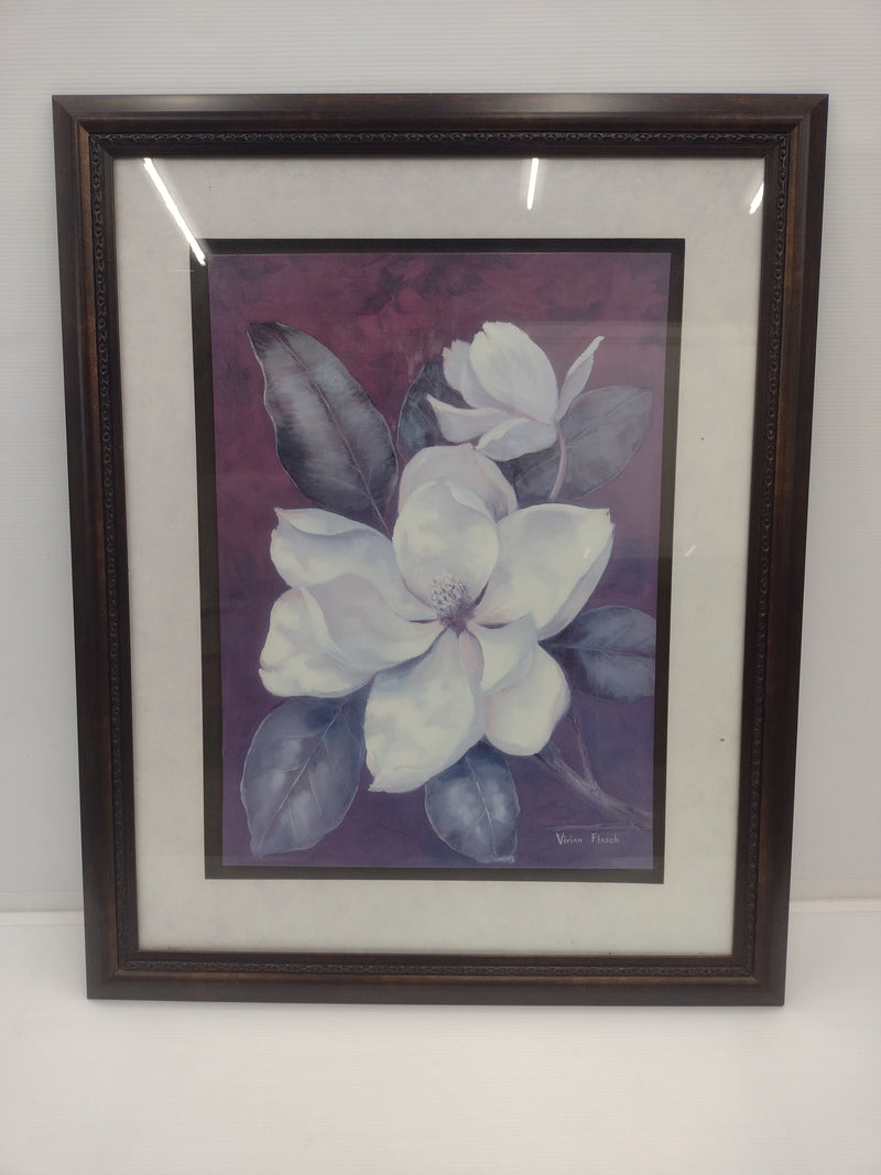 Painting of white flower by Vivian Flasch: 32.0"(H) x 25.5"(W)