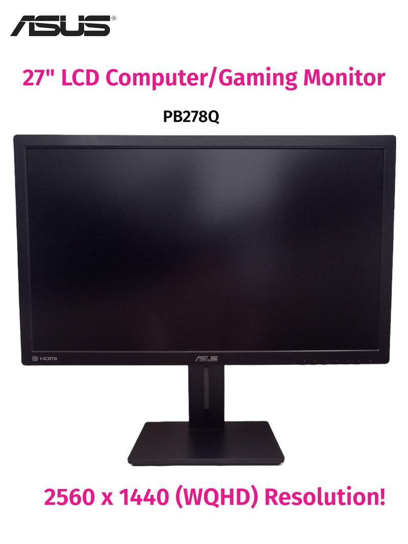 ASUS 27" Pre-Owned Gaming Monitor, PB278Q 16:9 2560 x 1440 WQHD LCD
