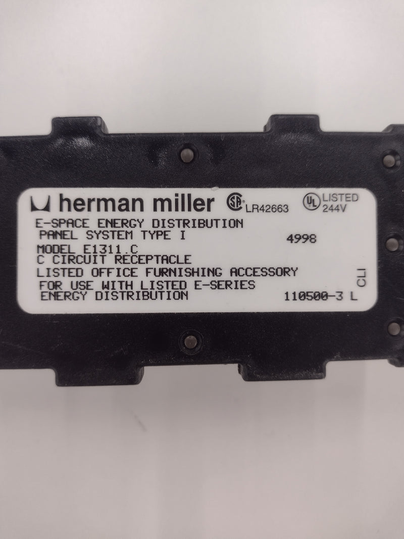 Herman Miller E1311.C Duplex Receptacle Outlet for E-Series Cubicle Panels