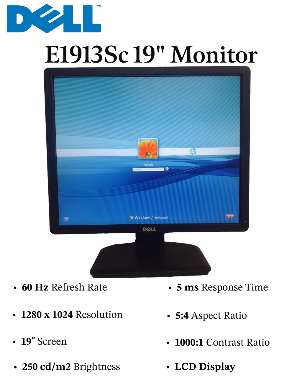 DELL E1913Sc 19" 1280 x 1024 5:4 LCD Monitor
