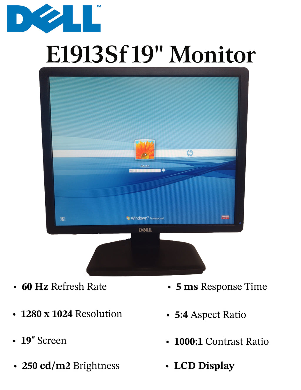 DELL E1913Sf 19" 1280 x 1024 5:4 LCD Monitor