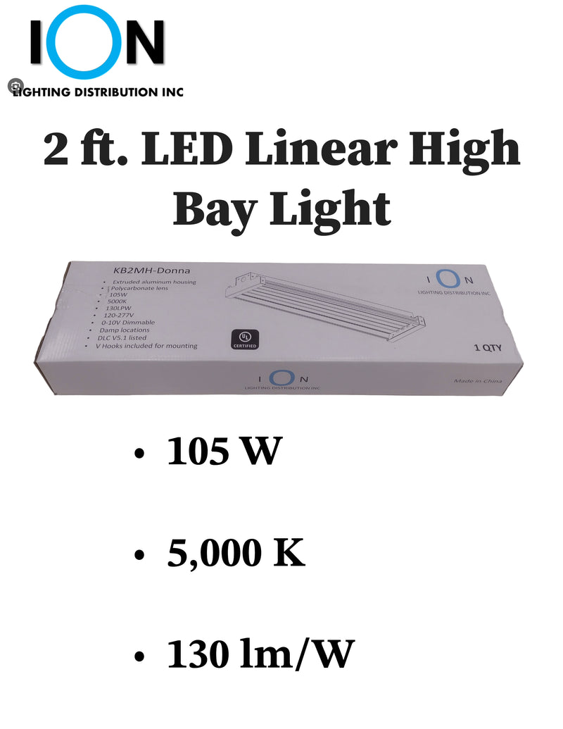 Ion Lighting Distribution 2 ft. LED Linear High Bay (KB2MH-Donna) 105W 5000K-NEW