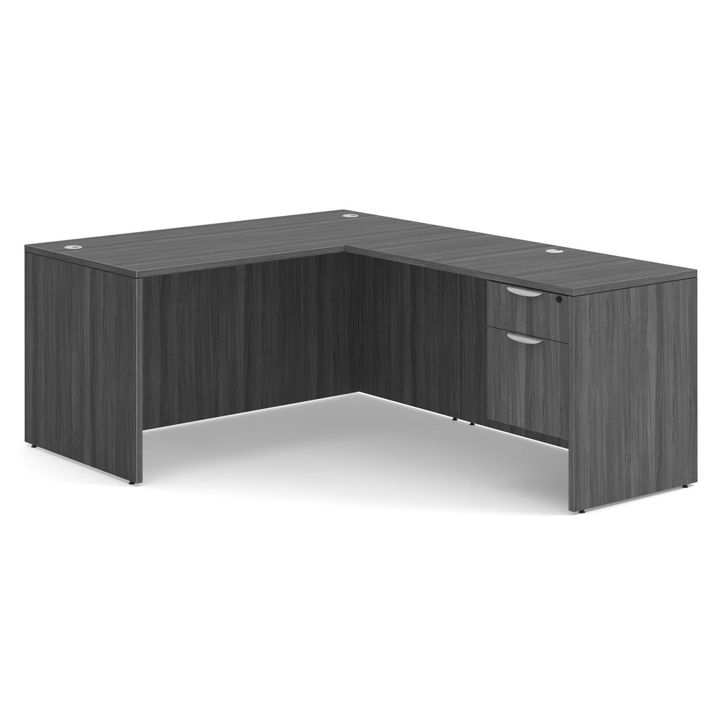 OfficeSource Single Pedestal L-Shaped Desk