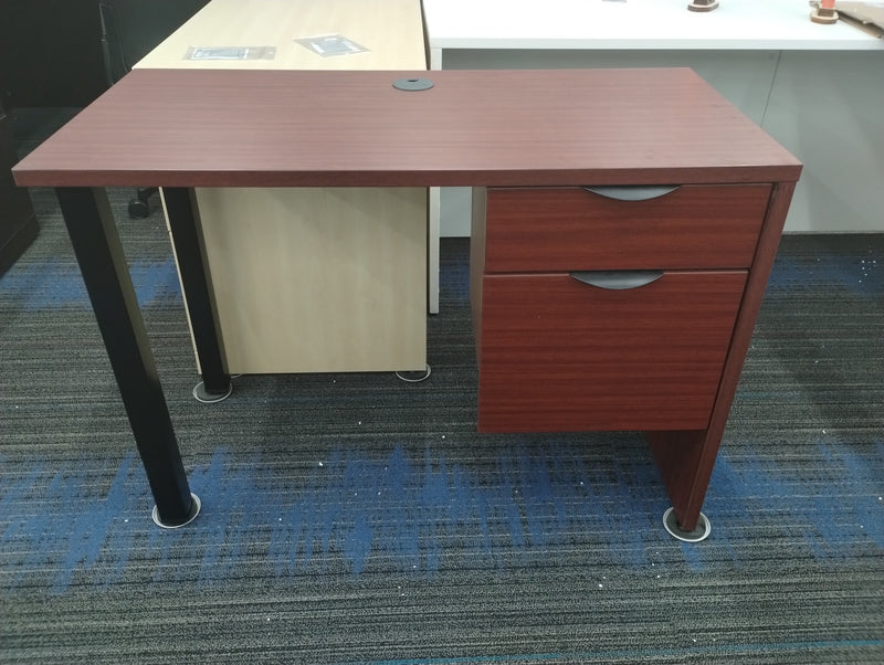 Candex Desk with 3/4 Pedestal in Mahogany with Post Legs