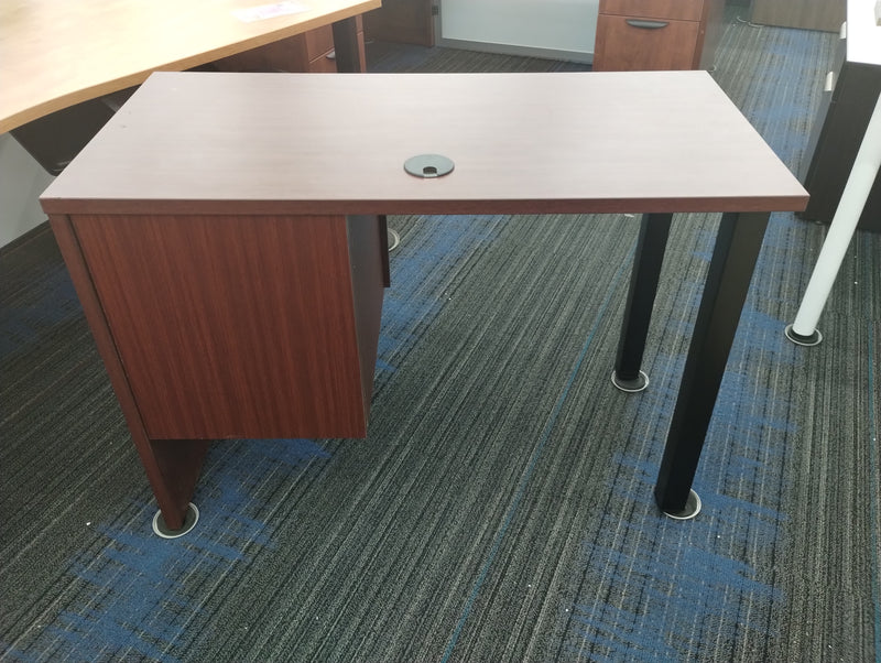Candex Desk with 3/4 Pedestal in Mahogany with Post Legs
