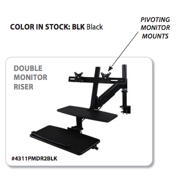 Double Monitor Riser Sit/Stand Pole Mount Workstation