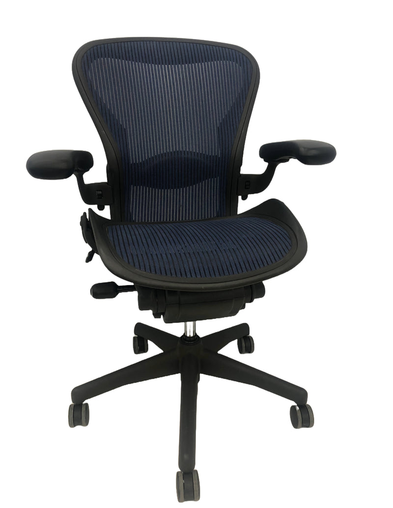 Pre-Owned Herman Miller Aeron Office Chair (Black, Blue, Gray, or Brown) - Size B, Medium, with Headrest Option