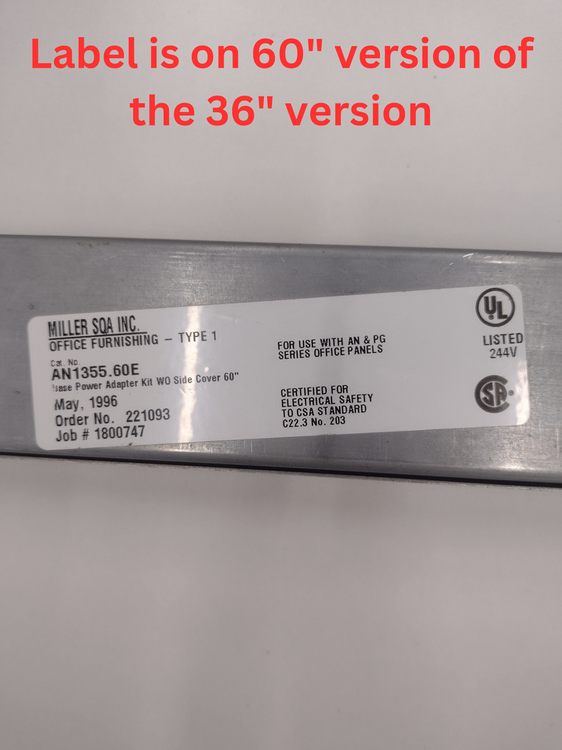 Herman Miller 36" A1355.36E Base Power Adapter "power kit" for Cubicles