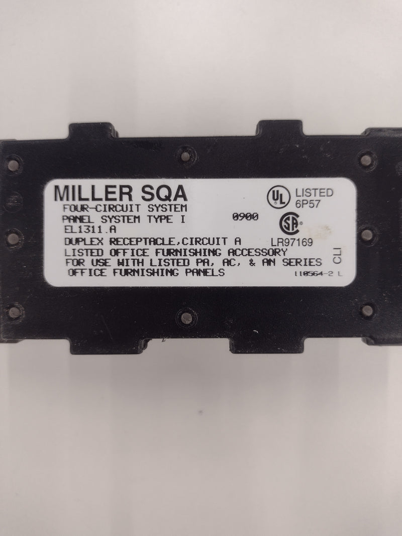LOT OF 4 - Miller SQA EL1311 Duplex Receptacle Outlets for Cubicle Panels