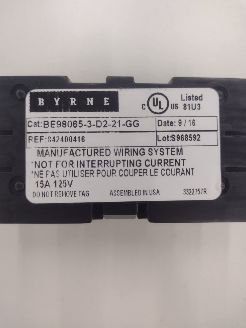Byrne Power Outlet BE98065-3-D2-11-GG/BE98065-3-D2-21-GG (125 V; 15 A)