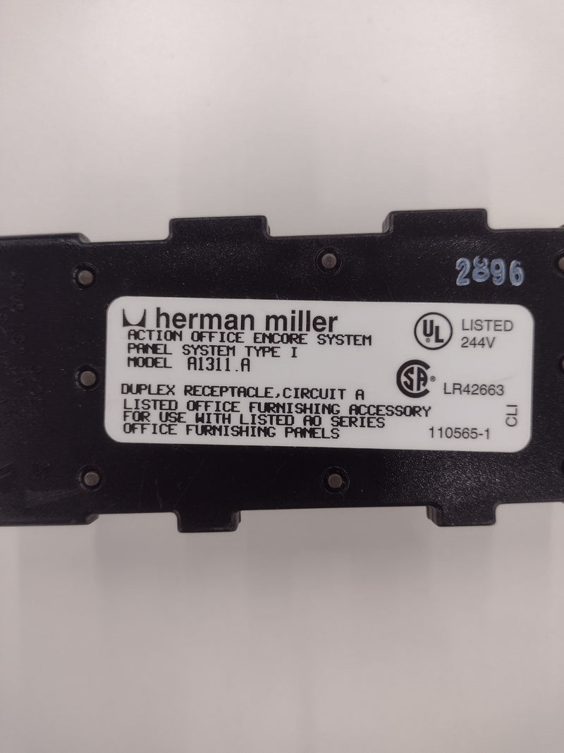Herman Miller A1311 (a/b/c) Duplex Receptacle Outlet/Circuit for Cubicle Panels