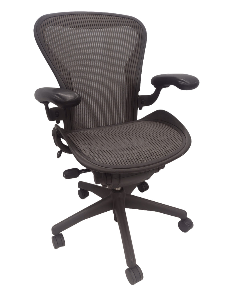 Pre-Owned Herman Miller Aeron Office Chair (Black, Blue, Gray, or Brown) - Size B, Medium, with Headrest Option