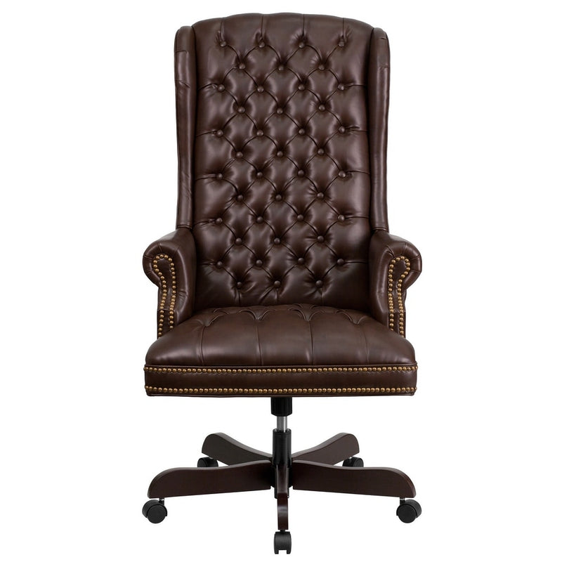 Extra High Back, Traditional, Button-Tufted, Executive Chair - Burgundy, Brown, or Black