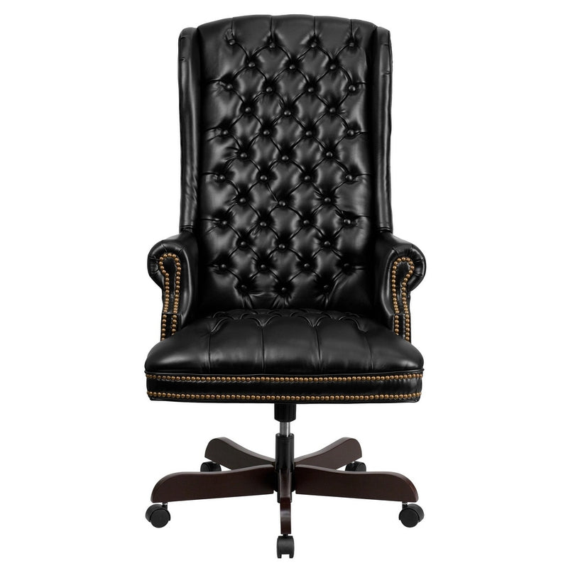 Extra High Back, Traditional, Button-Tufted, Executive Chair - Burgundy, Brown, or Black