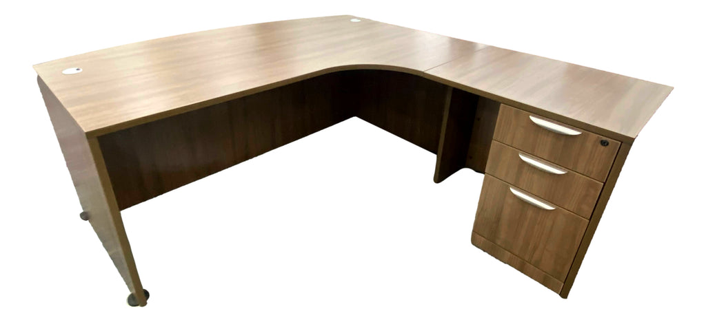 OfficeSource L-Shaped Bowfront Desk