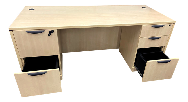 OfficeSource 71"W x 30"D Desk in Maple