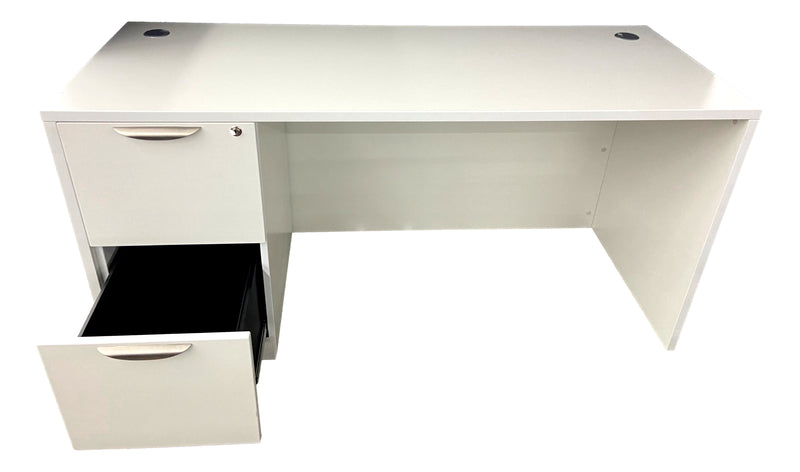OfficeSource Desk, 7 Finishes, 24" x 60" or 66" or 71" with 2 File Drawers