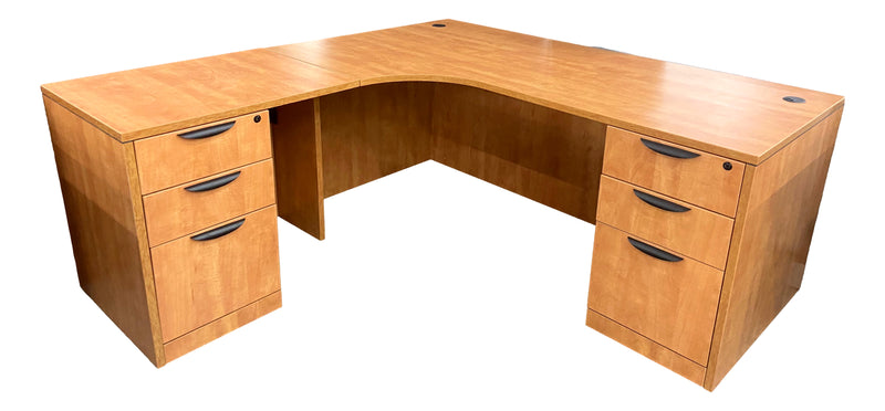 OfficeSource 71" x 60" L-Shaped Desk in Honey