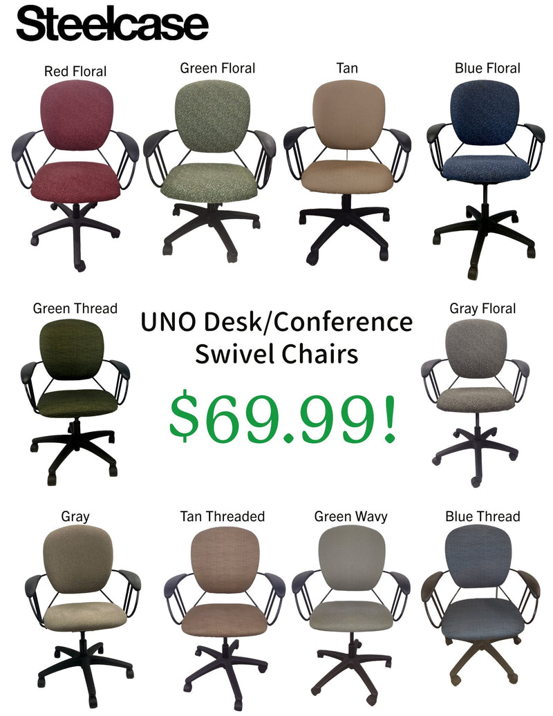 Pre-Owned Steelcase Uno Swivel Chair - Extreme Comfort in a Variety of Fabrics