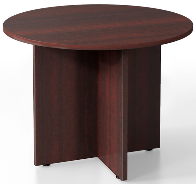 Round Laminate Tables with X Base in 7 Finishes and 4 Sizes