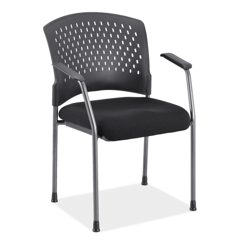 OfficeSource Aero Collection Armless Guest or Side Chair with Black Fabric Seat and Titanium Frame