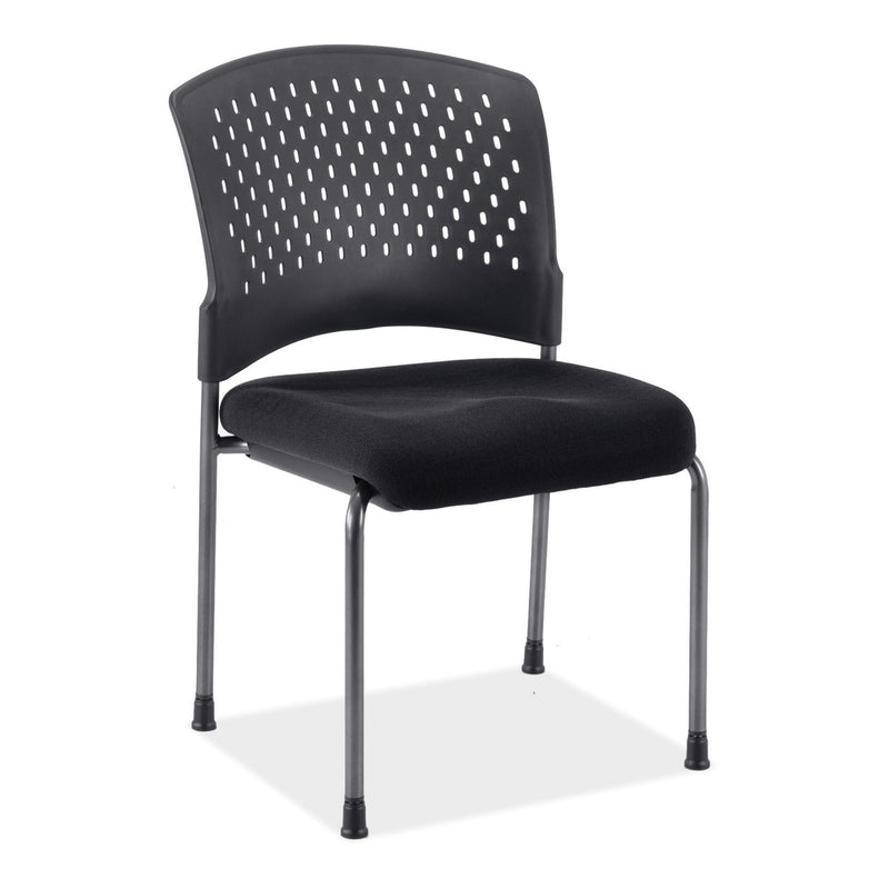 OfficeSource Aero Collection Armless Guest or Side Chair with Black Fabric Seat and Titanium Frame