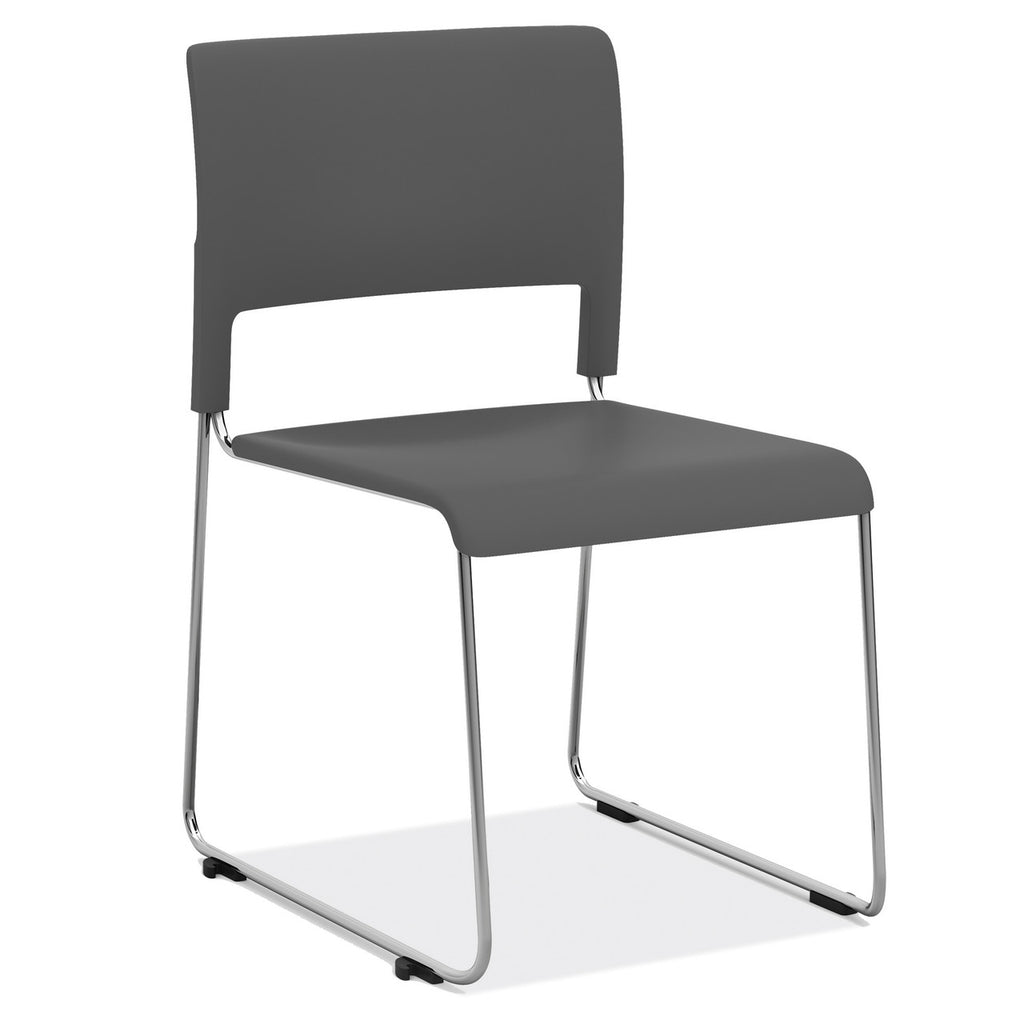 OfficeSource Mario Collection All Charcoal Armless Stackable Student Chair w/Chrome Frame