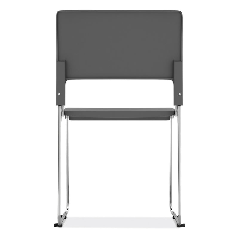 OfficeSource Mario Collection All Charcoal Armless Stackable Student Chair w/Chrome Frame