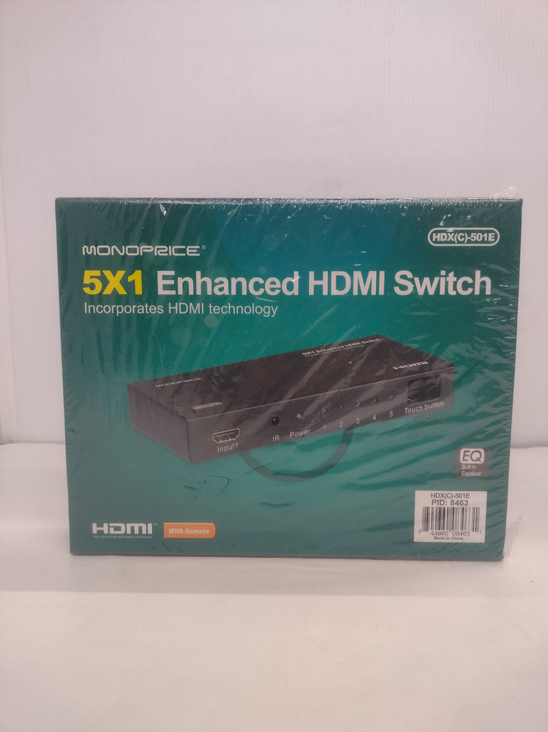 Monoprice HDX(C)-501E 5x1 Enhanced HDMI Switch w/Built-in Equalizer & Remote