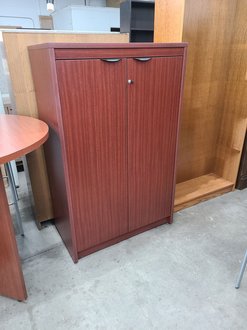 Mahogany Laminate Storage Cabinet 56.5" High, Pre-owned