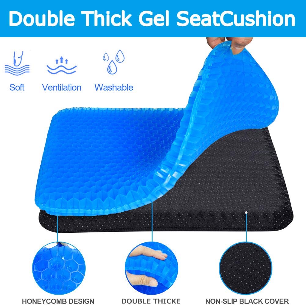 Orthopedic Double Thick Gel Seat Cushion Pad Car Seat Office Chair