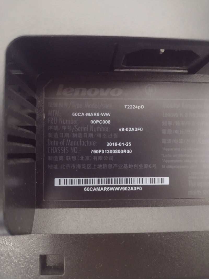 Lenovo ThinkVision T2224pD 21.5" FHD 1920 x 1080 16:9 LED LCD Monitor