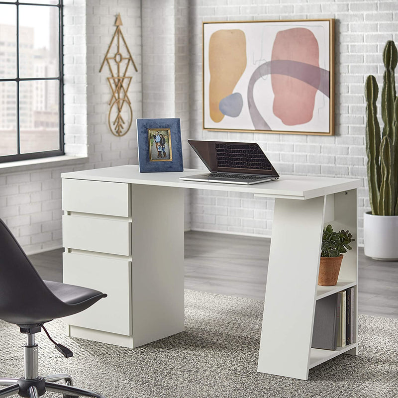 Simple Living Como Modern Writing Desk - White 49.5"x20"