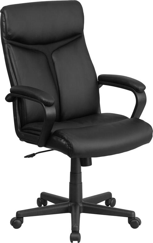 High Back Executive Office Chair with Black LeatherSoft Fabric