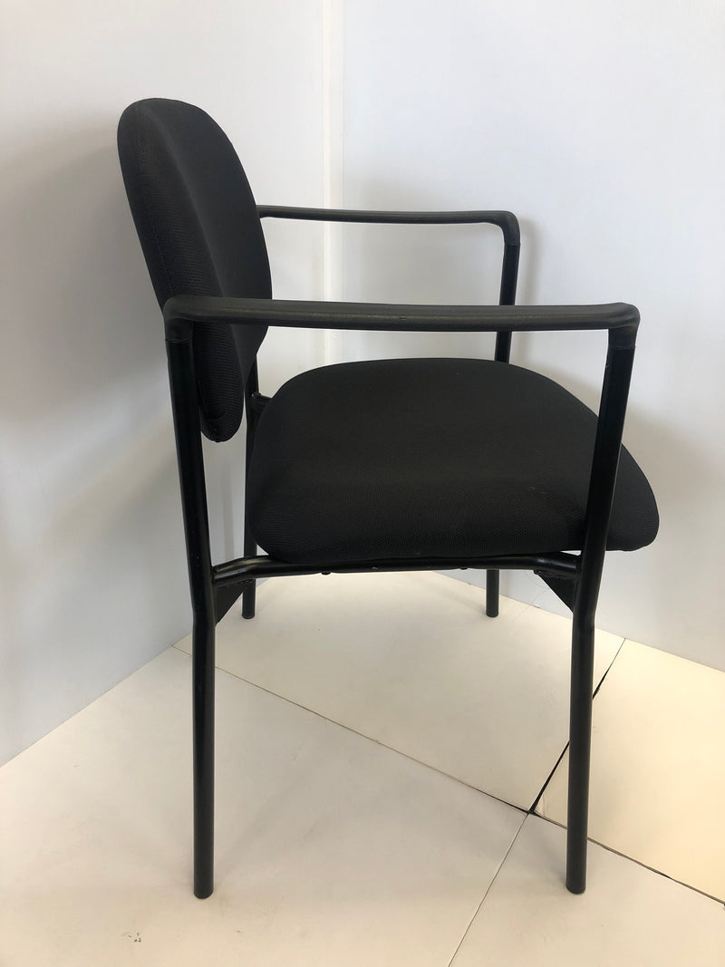 Black Fabric Stackable Steel Side Chair with Arms, NEW - Value Office Furniture & Equipment