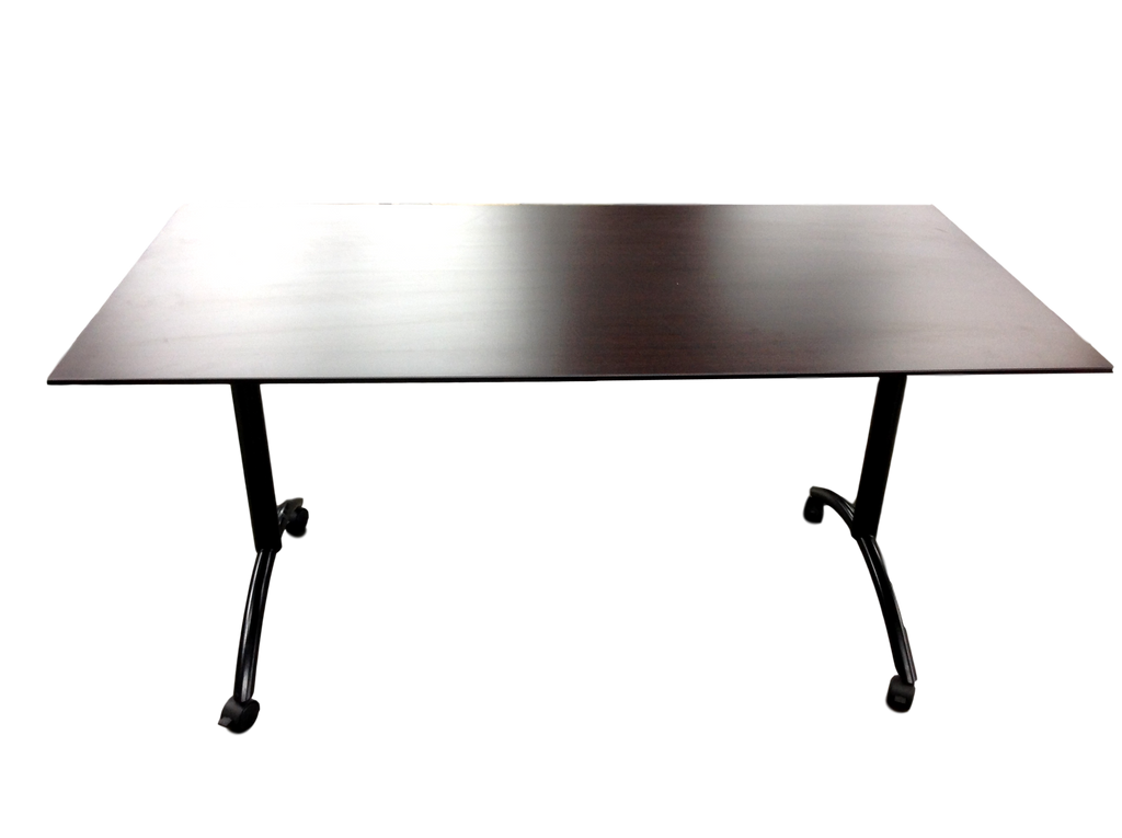 Office Source Beveled Edge Espresso Table On Wheels