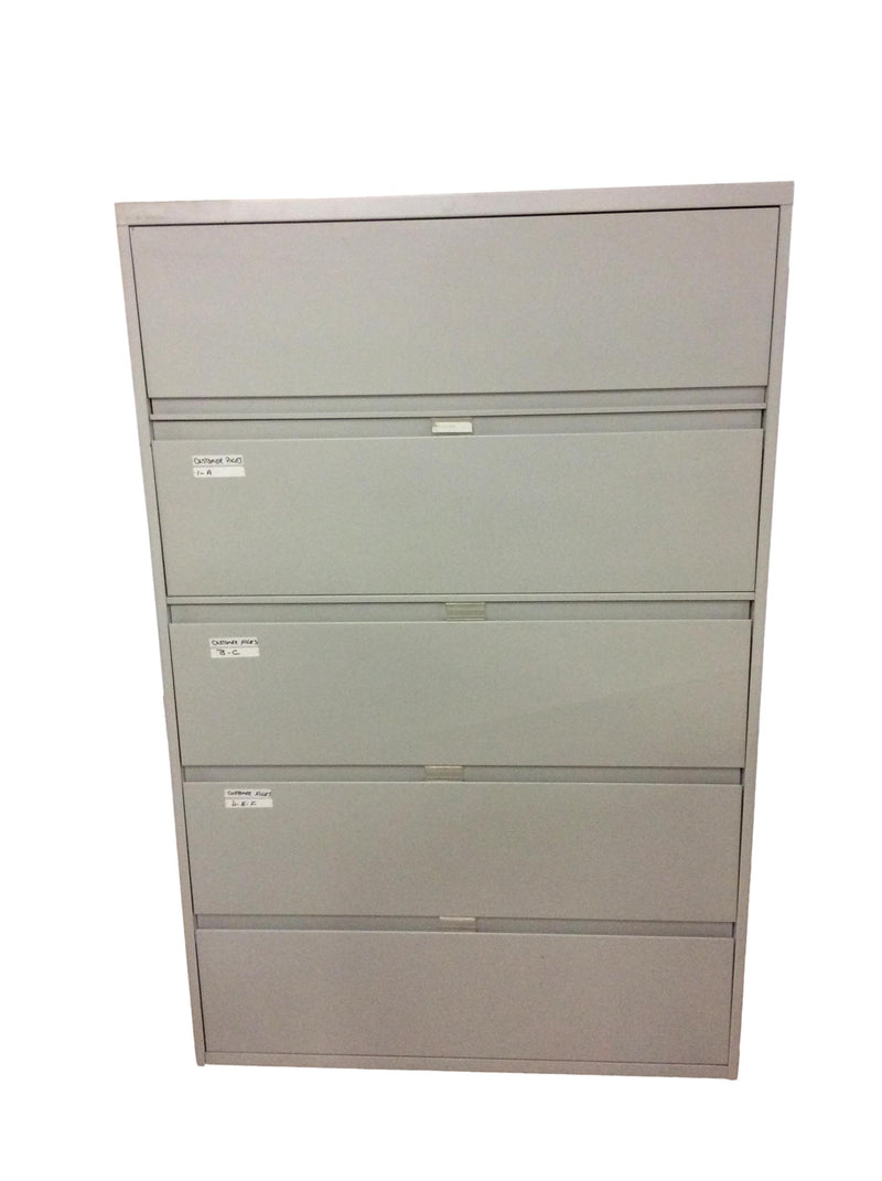 Steelcase 5 Drawer Lateral File - Gray - 42"W x 18"D x 64 3/4"H