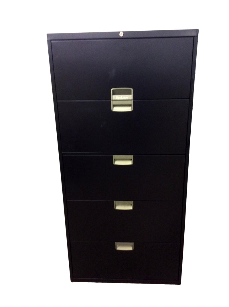 Steelcase 5 Drawer Lateral File - Black - 30"W x 18"D x 63 1/2"H