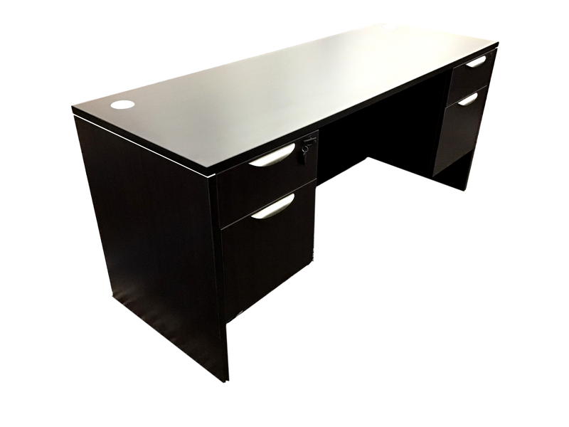 Office Source Espresso Straight Desk With Two Files