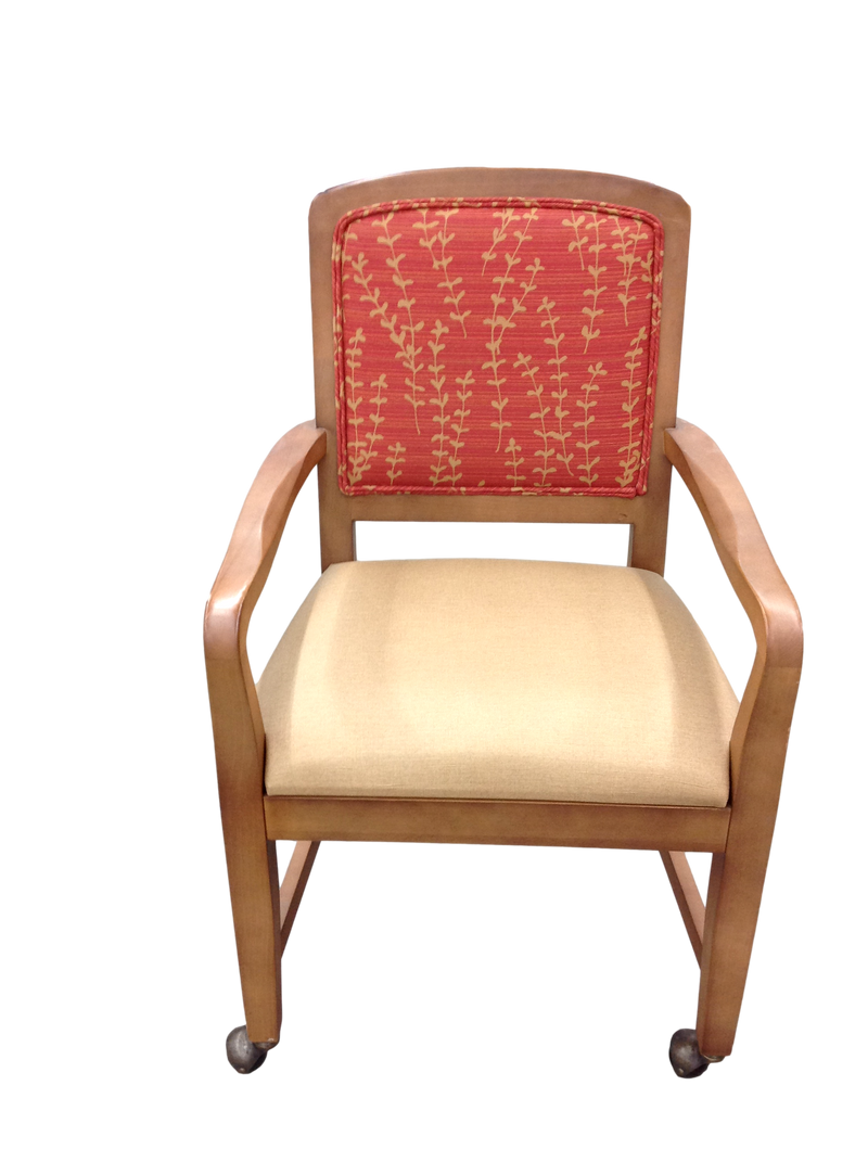 Pre-Owned Beige Fabric Seat and Red Pattern Back Guest Chair