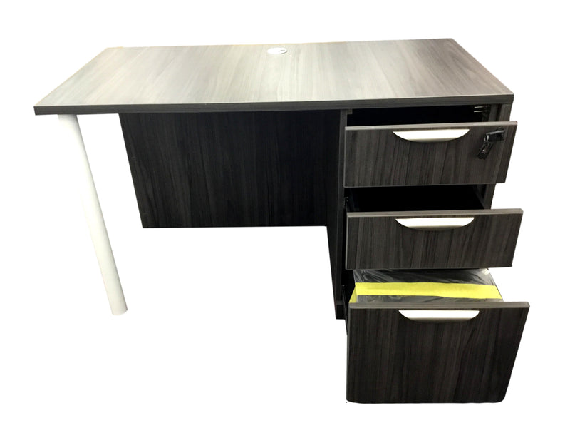 Office Source Coastal Gray Desk with 3 Drawers - 24" x 47"