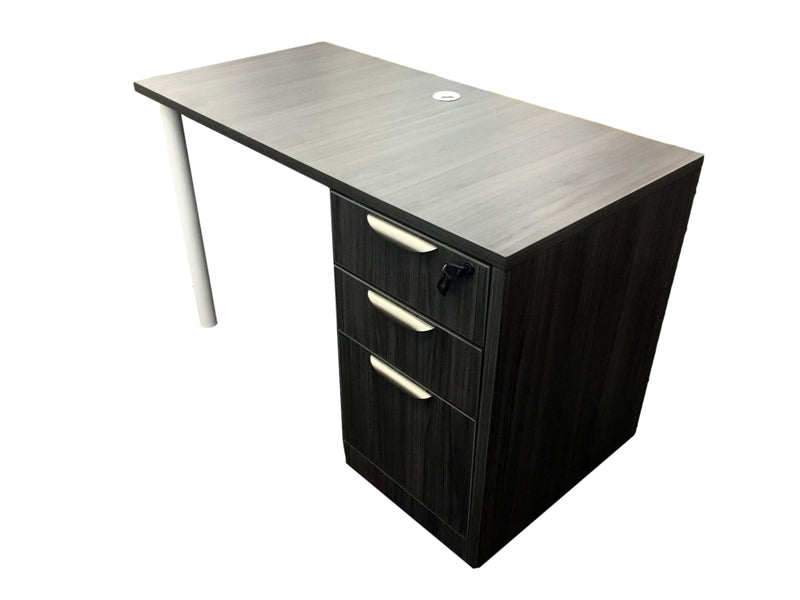 Office Source Coastal Gray Desk with 3 Drawers - 24" x 47"