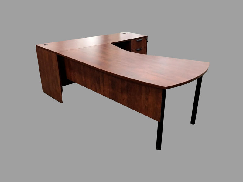 Office Source L-shape Vector Desk with Credenza and Drawers