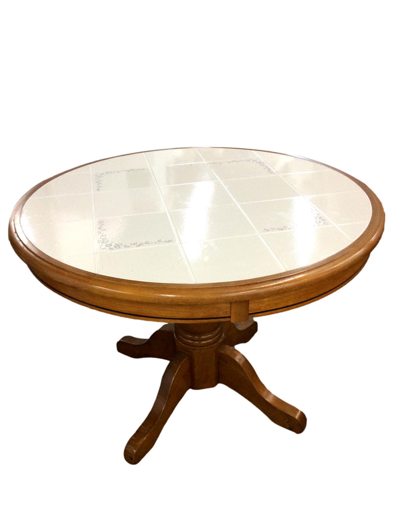 Pre-Owned White Tile Surface Round Table - 42"R