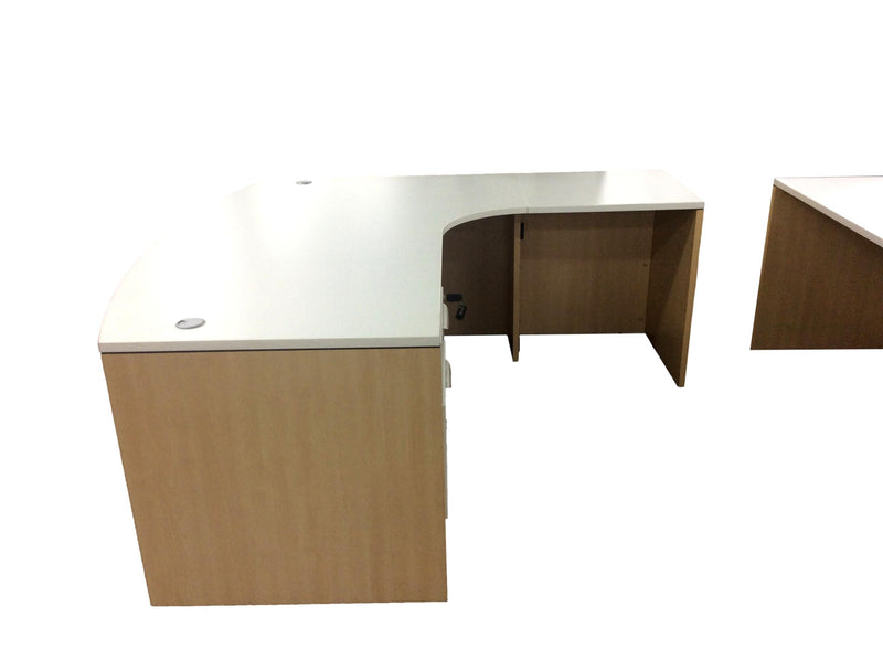 Office Source L-Shaped, Bowfront Desk with Credenza in ANY TWO FINISHES