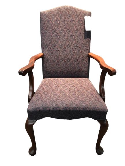 Pre-Owned Floral Pattern Fabric High Back Executive Lounge Chair