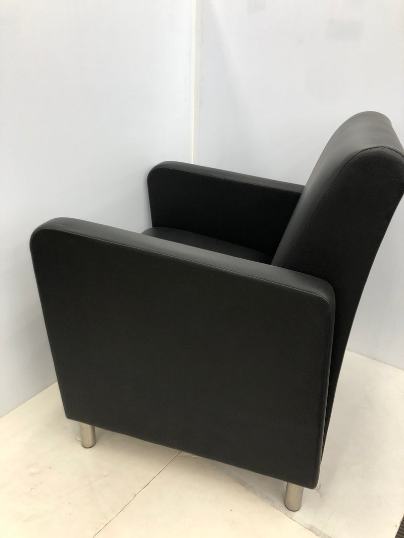 New Lesro Black Vinyl Lounge Chair - Siena Collection