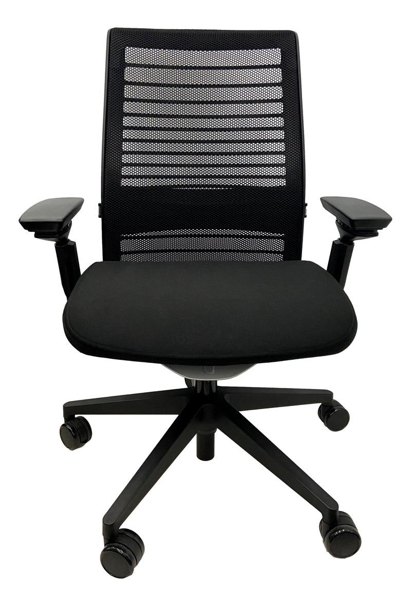 Pre-Owned Steelcase Think 465 Series Mesh-Back (465A300) Office Work Chair - Black