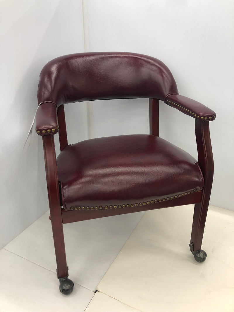 Guest Chair W/Casters & Mahogany Frame - Value Office Furniture & Equipment