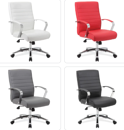 OfficeSource Studio Collection - 4 Colors - Executive Mid Back Swivel Chair w/Chrome Base